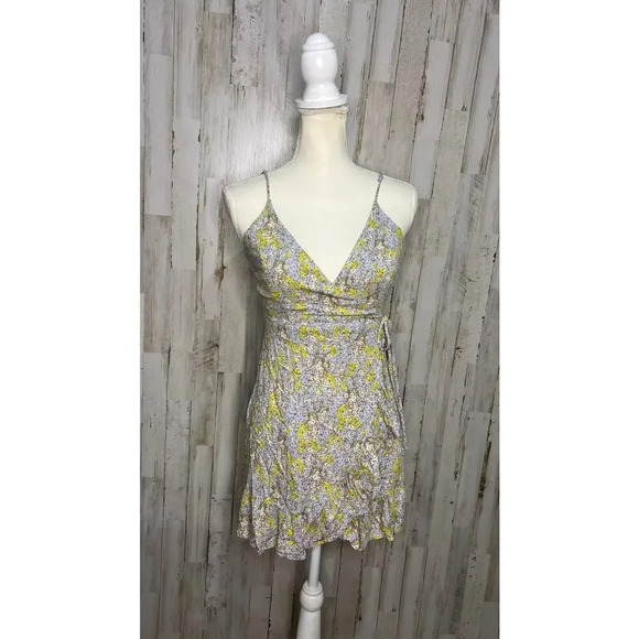 Free People Womens XS Floral Wrap Dress Sleeveless Mini Multicolor Summer Casual - Picture 2 of 5